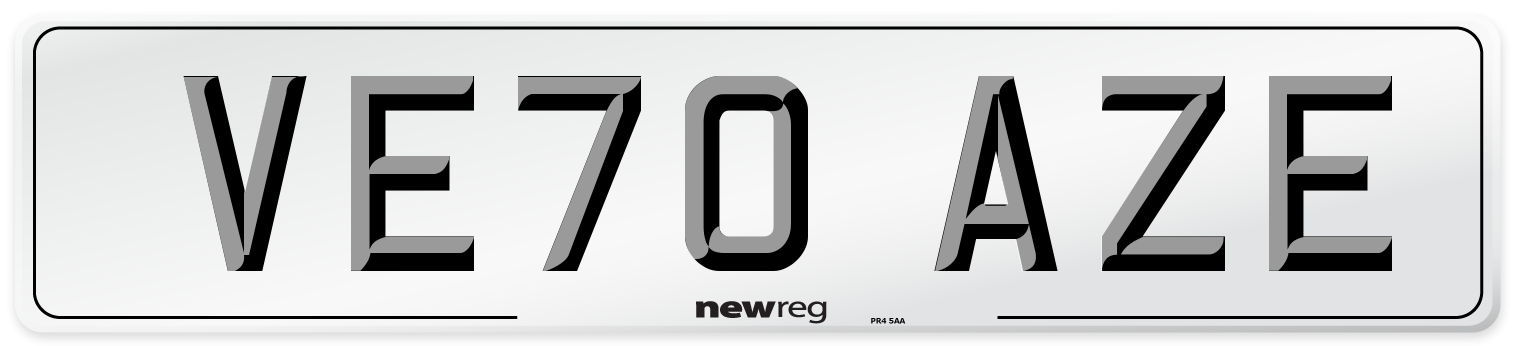 VE70 AZE Number Plate from New Reg